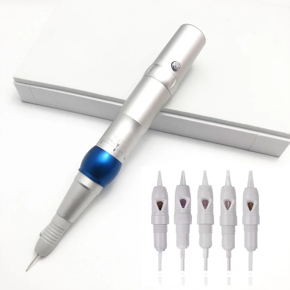 Pro Screw Rotary Permanent Makeup Eyebrow Tattoo Machine Pen & Cartridge Needles