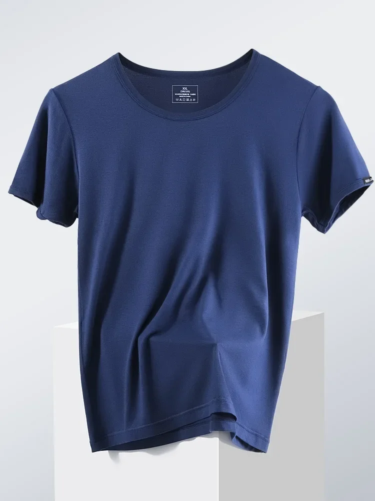 1 قطعة ملابس داخلية للرجال مشروط الصيف تي شيرتات قصيرة الاكمام رقيقة مستديرة الرقبة ضيق سليم صالح تانك القمم الرياضة بلون قميص #4