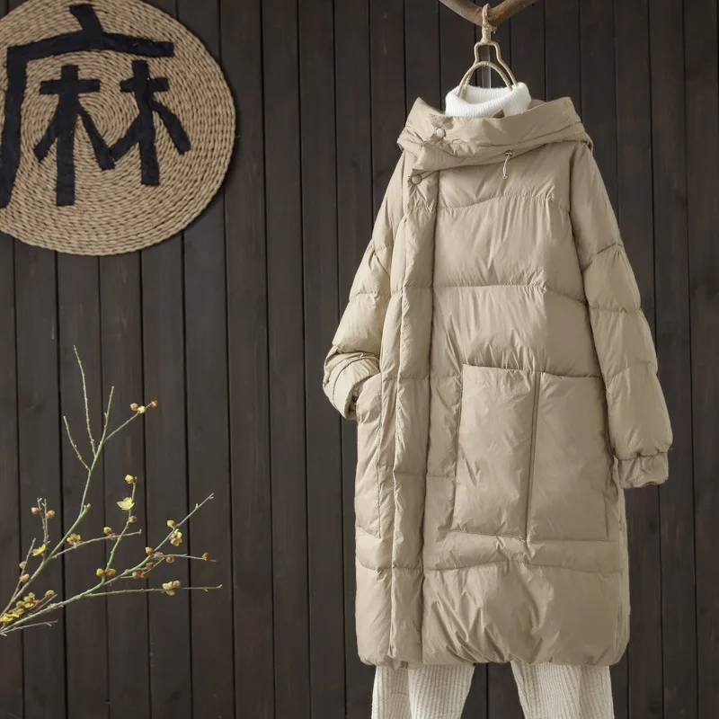 

2026 Winter New Women's Down Jacket Oversized Commuter Windproof White Duck Down Parker Coat