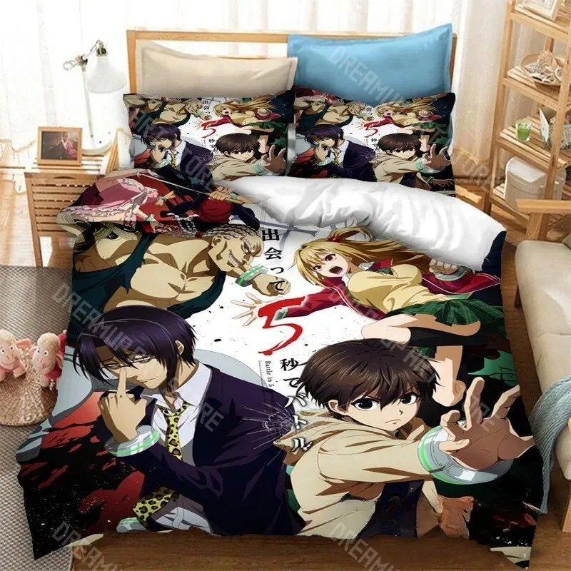 3D Printed Battle Game in 5 Seconds Anime Bedding Set for Boys Girls Duvet Cover Twin Queen King Full Single Double Sizes