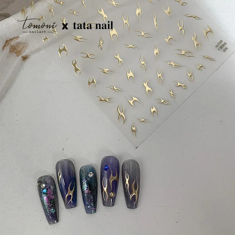 Holographic Laser Silver Gold 3D Glitter Nail Sticker Geometric Self Adhesive Nail Art Transfer Sliders Stickers Wraps Decals