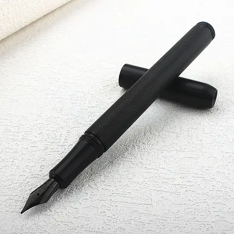 1pc Luxury Metal Fountain Pen Matte Black F/EF Nib Stationery Office School Supplies Gift Pen