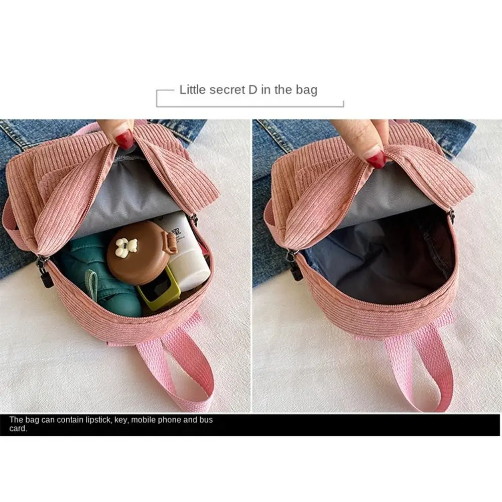 Bolsos simples para teléfono, mochila de pana, mochila de estilo coreano, Mini bolsos de hombro, bolso de mano de Color sólido, mochilas escolares para mujeres y niñas