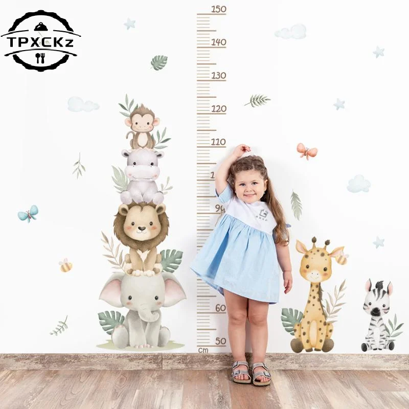 Baby Nursery Jungle Wallpaper - Naklejka z miernikiem wzrostu dla dzieci,