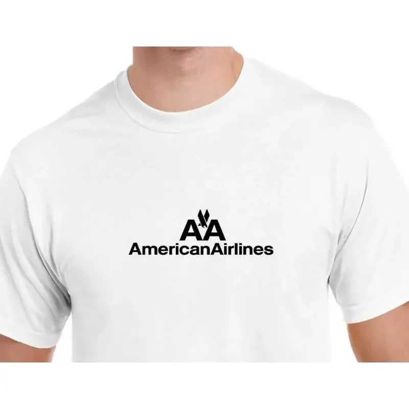 American Airlines Black Retro Logo T Shirt US Airline White S 5XL