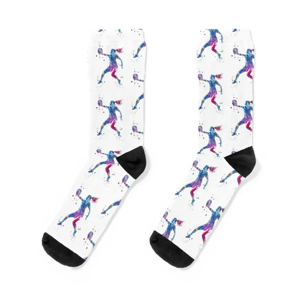 A Handball Player Girl Hits The Ball Socks floral bright garter hockey funny sock Socks Male Women's