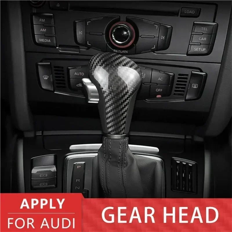 

For Audi A4 A5 Q5 Gear Shift Knob Cover Trim Rear Dry Arbon Fiber Sticker Interior Decoration 2008-2010 Modification Accessories