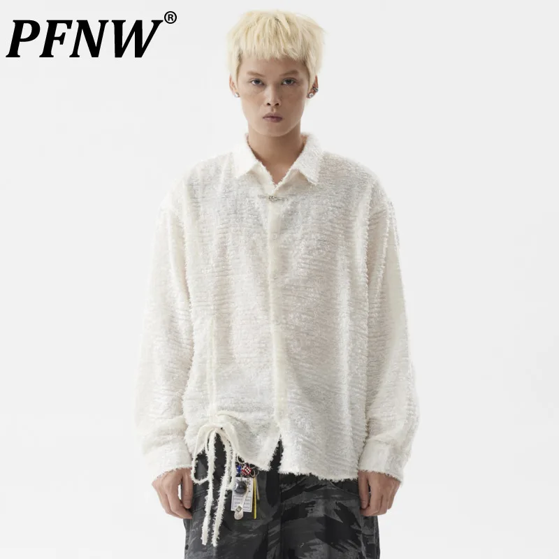 

PFNW Niche Design Brushed Texture Male Shirt Lazy Style Lapel Single Breasted American Casual Loose Fashion Men Tops New 28W4421