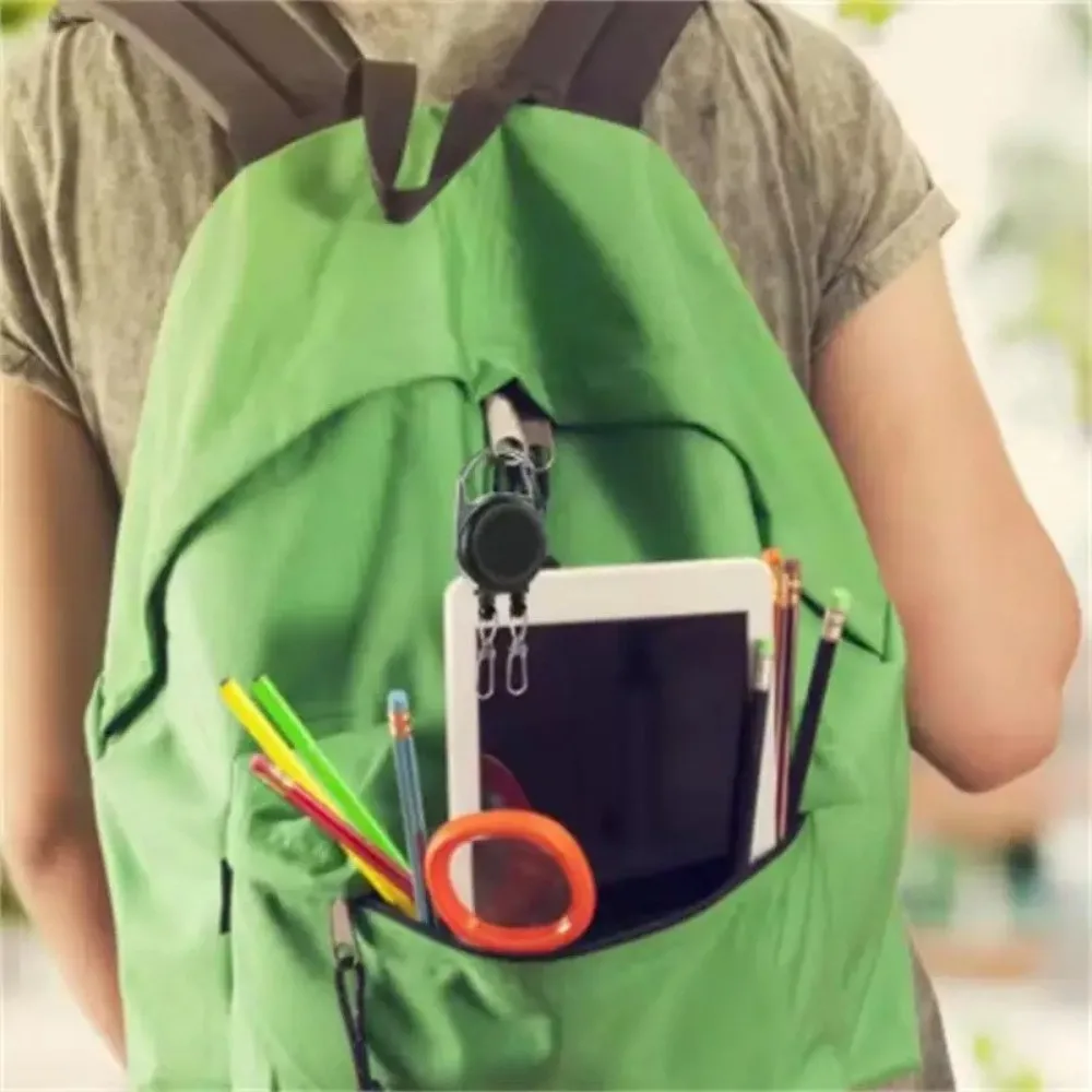 1pc Roll Retractable Retractable Keychain Durable Cord Anti-lost ID Card Holder Multifunctional Double Headed Keychain