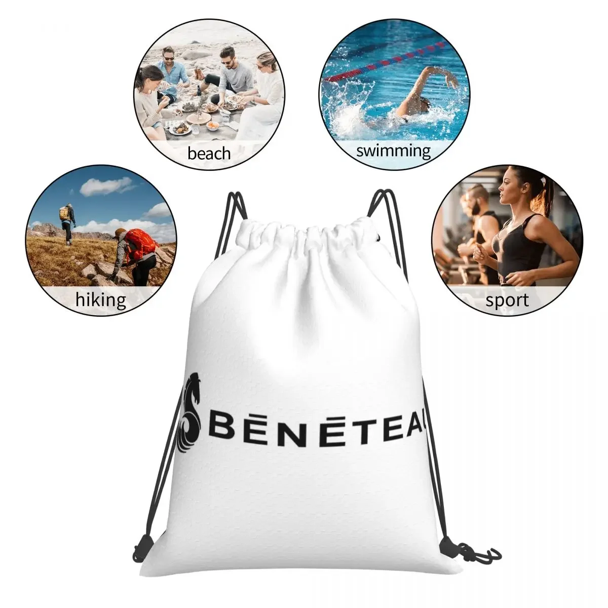 Beneteau Yachts Boats Logo Backpacks Portable Drawstring Bags Drawstring Bundle Pocket Sundries Bag BookBag For Travel Students