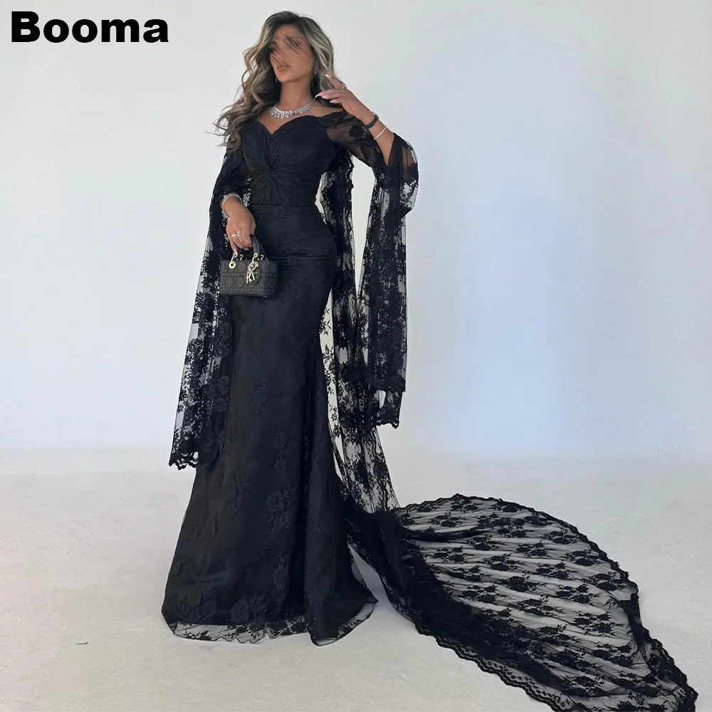 

Booma Elegant Mermaid Evening Dresses Sweetheart Cape Lace Formal Occasion Gowns for Women Long Prom Party Dress Dubai Customize