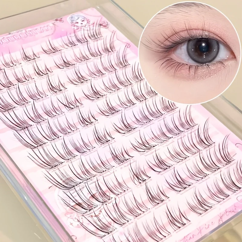 Fox Wing Selbstklebende Cluster-Wimpern 80 Cluster 8-12mm Kein Kleber Nötig DIY Koreanische Natürliche Künstliche Wimpern