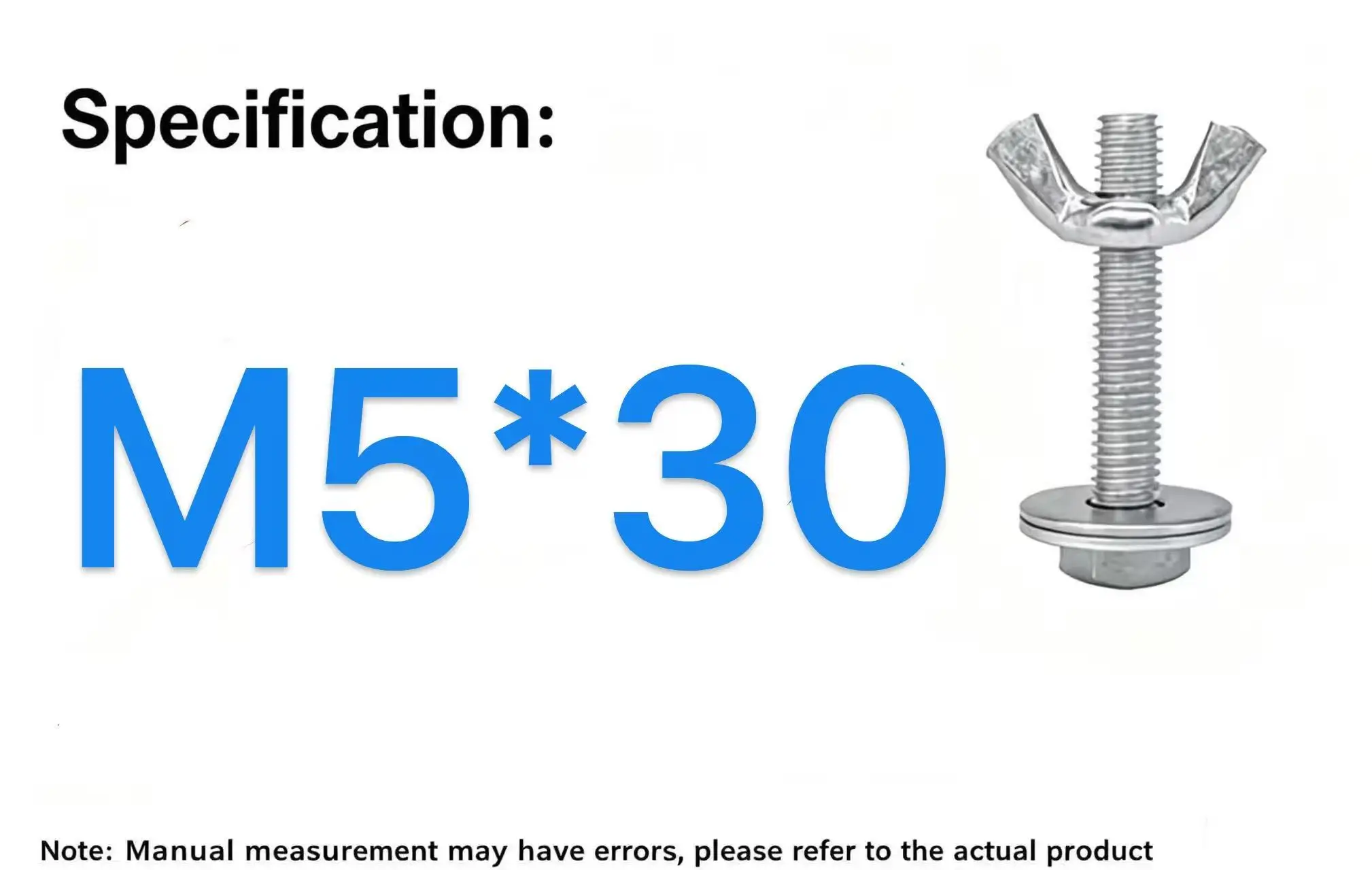 Wing Bolt Assembly Butterfly Hand Tightening Screw With Flat Washers Hex Nut M5*30 t M5*30Scaffold Horse Stool Replacement Fixin