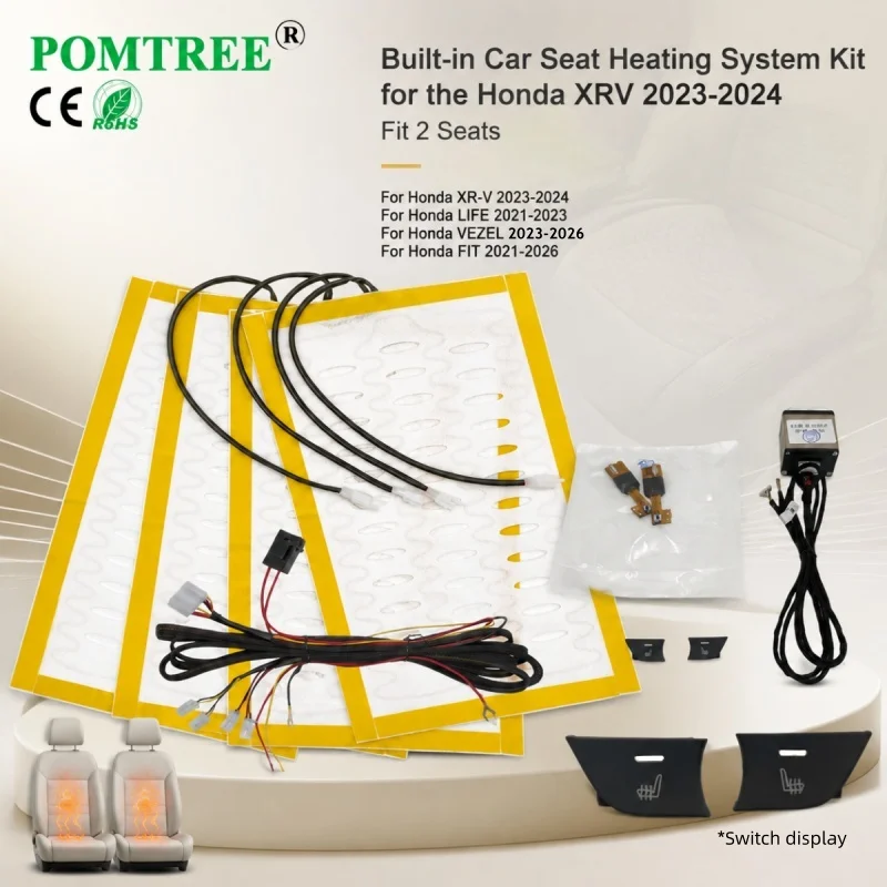 Built-In Car Seat Heater Kit Fit Honda XR-V 2023-2024,Including 108W Alloy Wire Heating Pad And Special Switch Kit,Fit 2 Seats