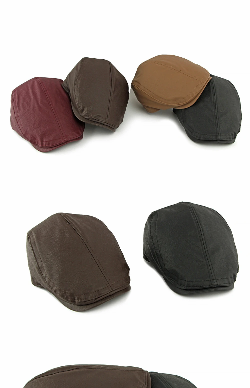 HT4867 Herren- und Damen-Baskenmütze, Vintage-Künstlermütze, Unisex, verstellbar, flache Mütze für Herbst und Winter, PU-Baskenmütze – Detail 3