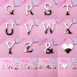 Acrylic Mirror 3D Alphabet House Number Wall Stickers English Alphabet Sticker Decoration Wedding Home Decoration Stickers