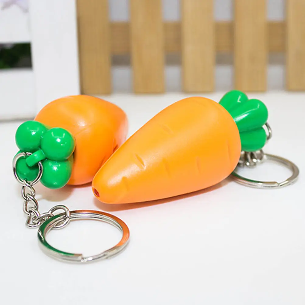 

3 Pcs Carrot Keychain Plastic Carrot Keychain Led Light Flashlight Lamp Car Keyring Sound Mini Bag Decor Portable Lighting Gifts