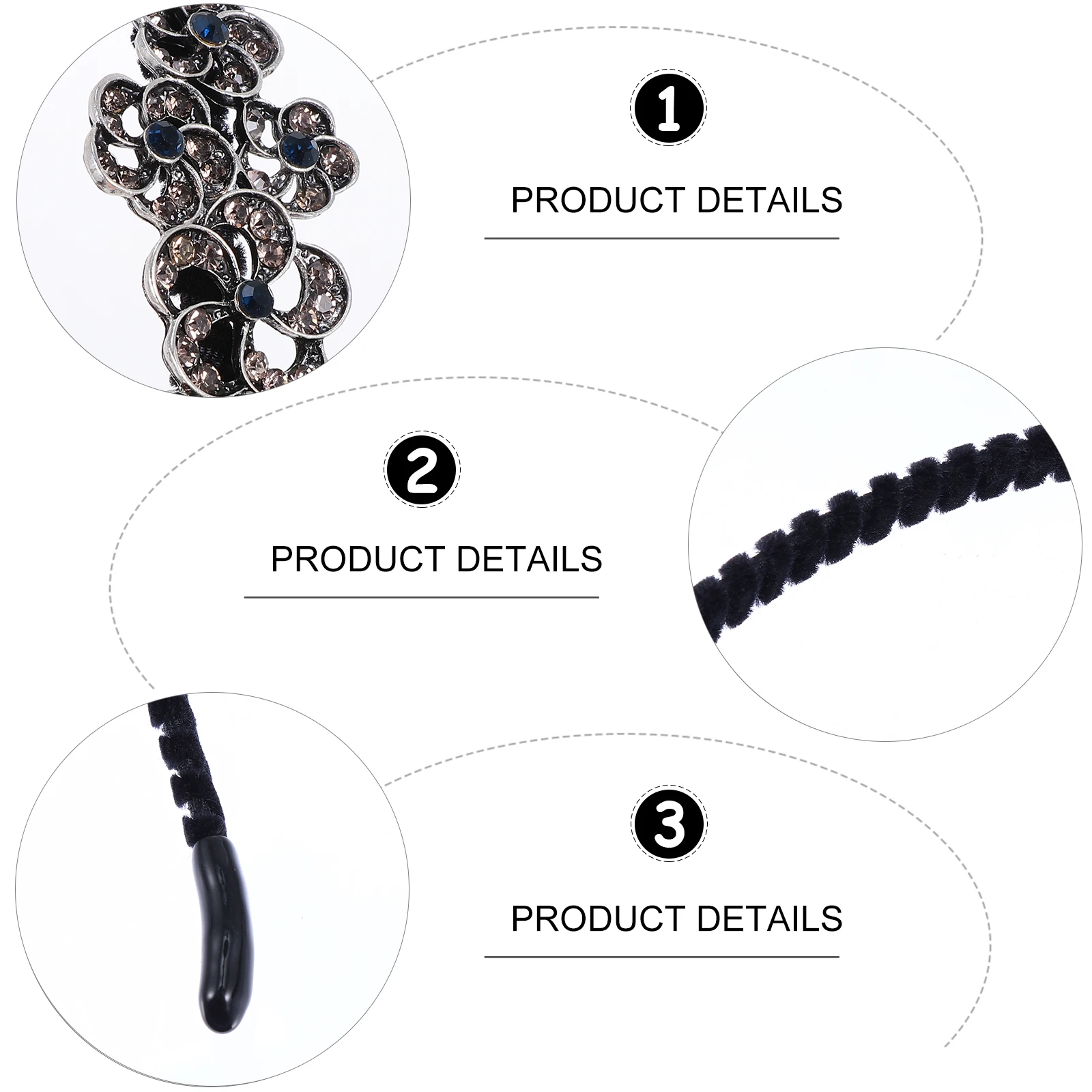 

3 Pcs Rhinestone Headband Lace Headbands for Women Girl First Hairband Headdress Accessories Alloy Miss