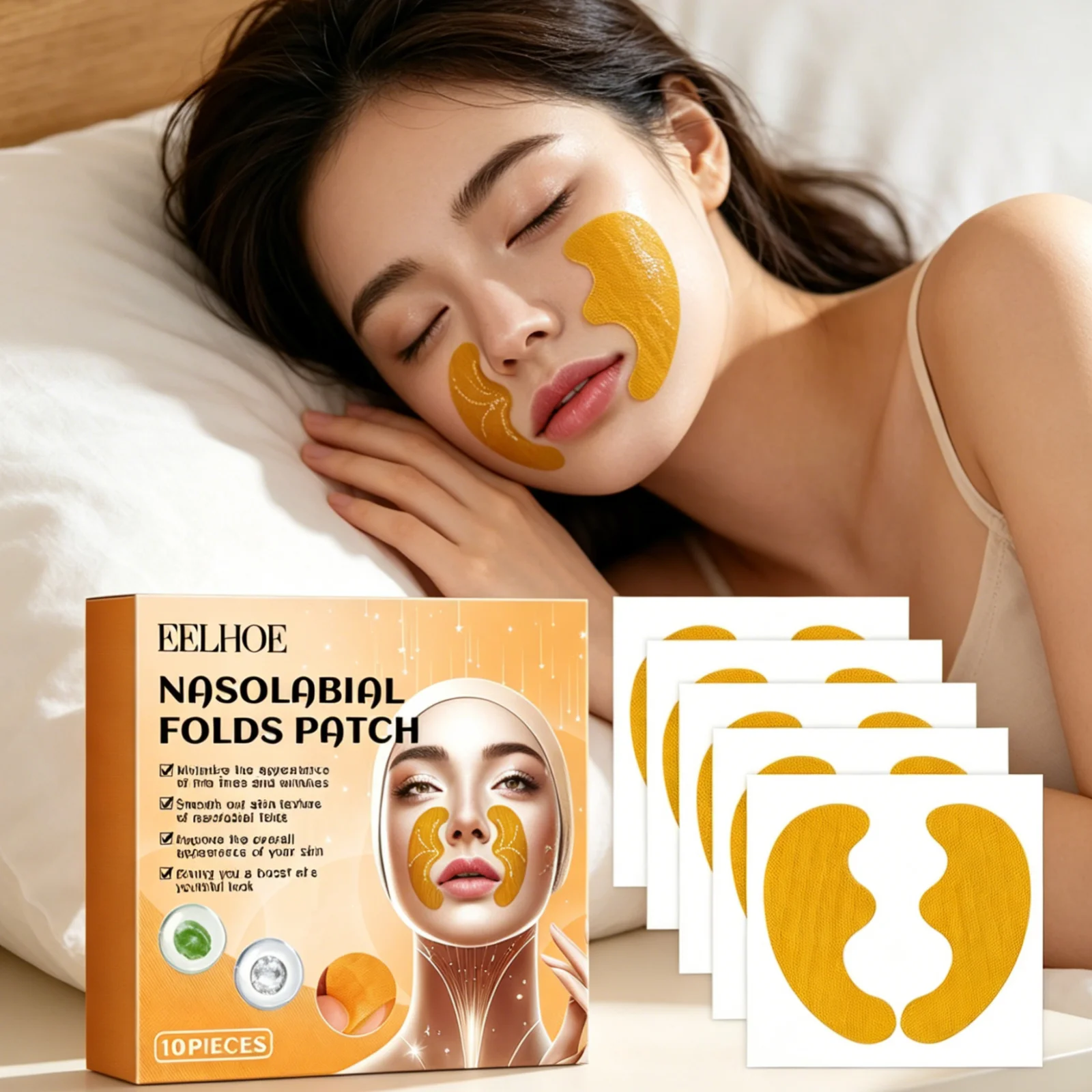 EELHOE Nasolabial Fold Patches Anti Wrinkle Reduces Fine Lines Firming Skin Lifting Youthful Looking Rejuvenating Facial Patches