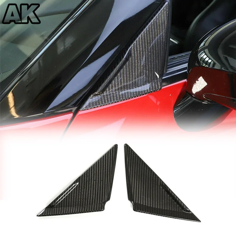 

For Nissan GTR R35 2008-2016 Real Carbon Fiber Front Window A-pillar Rearview Mirror Triangle Cover Trim Exterior Accessories