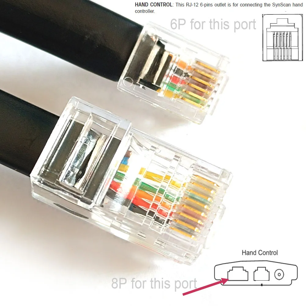 3mtr RJ45 - RJ12 8P to 6P Spiral Cable for Sky-watcher Flextube Mount to Hand Control Cable Coiled Cable