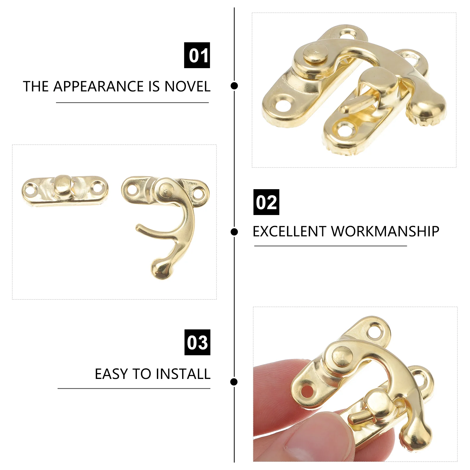 

Retro Wooden Box Lock Accessories niture Latch Bags Yellow Iron Decoration Parts