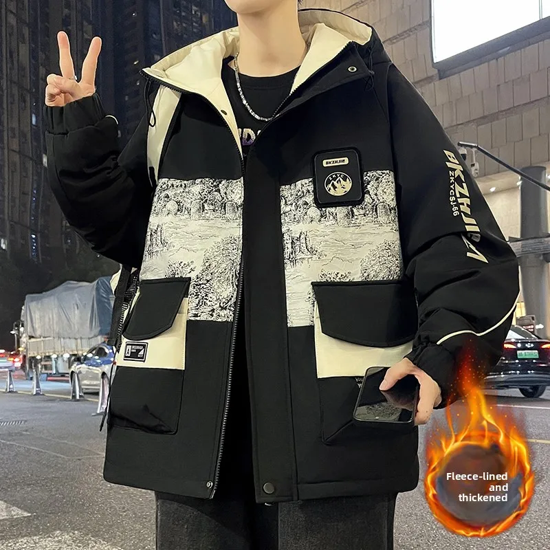 

Мужская демисезонная куртка Thiened Fce Jaet: теплая, молодежная, цветная, с капюшоном, хлопковая, повседневная, удлиненная...