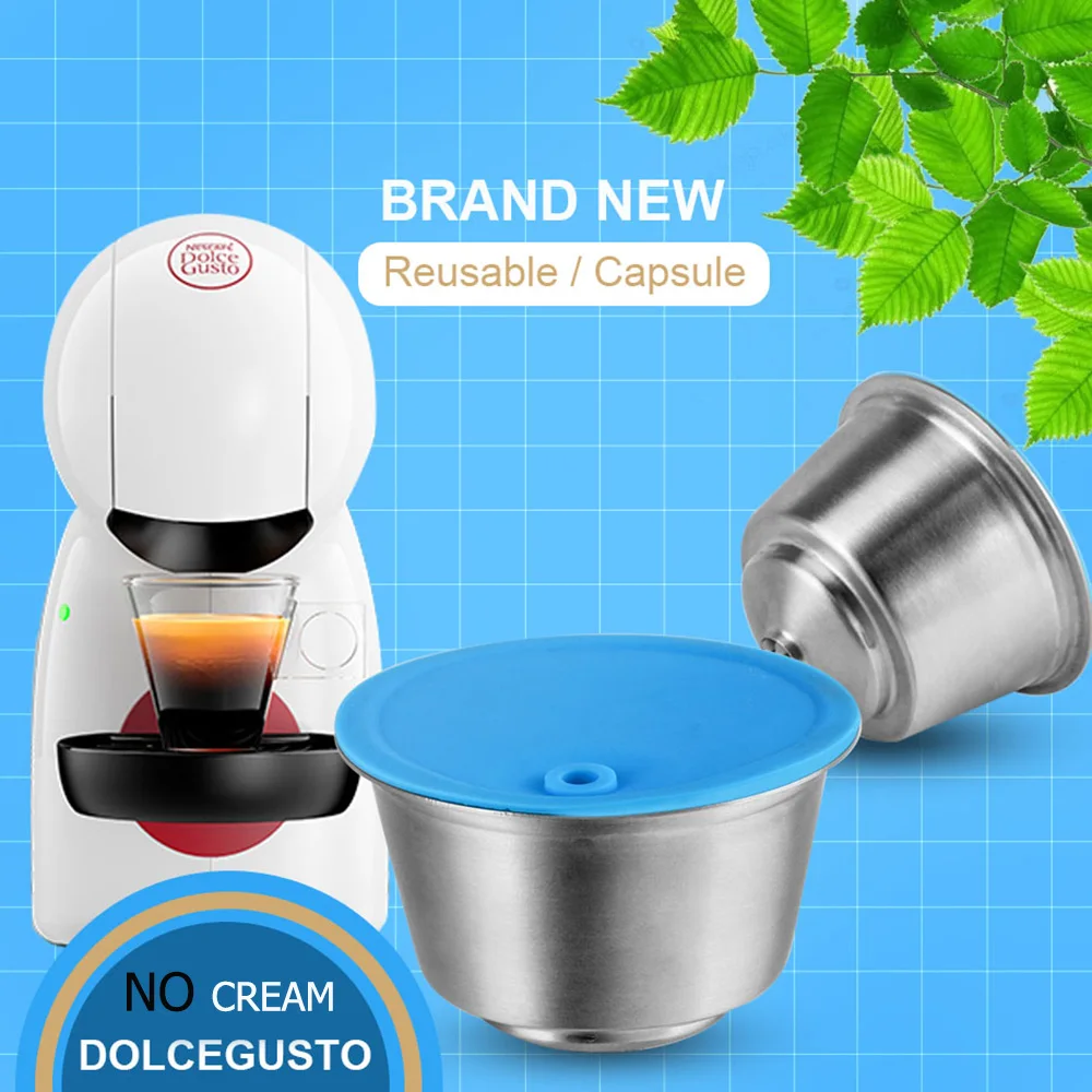 ICafilas STAINLESS STEEL Metal Reusable Dolce Gusto No Cream Coffee Capsule for Nescafe Machine Refillable  Filter Dripper