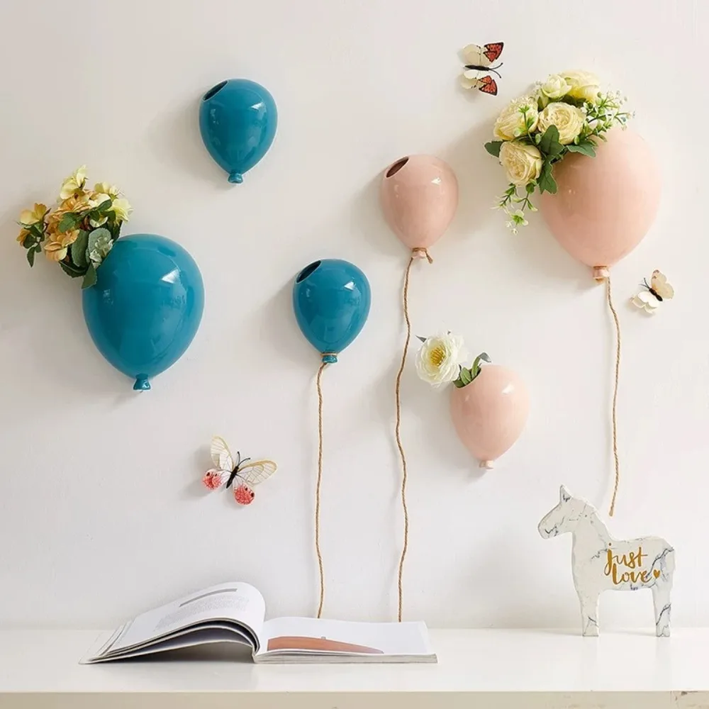 Wall-mounted Ceramic Vase Balloon Vase Creative Flower Arrangement Accessories Living Room Home Decoration Wall Decoration