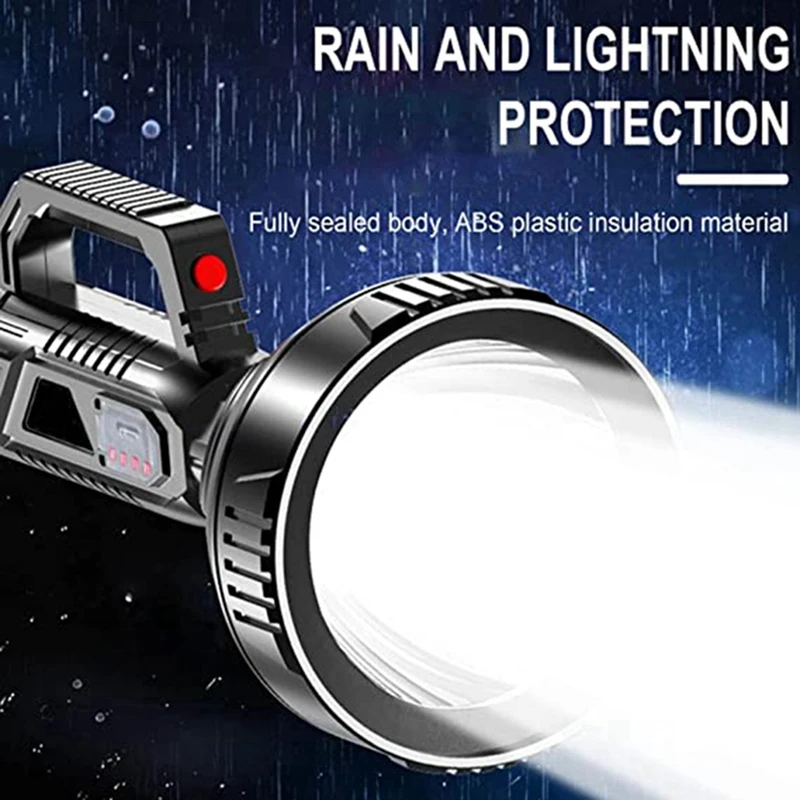 Portable 90000LED Super Bright Spotlight Flashlight, 4 Light Modes Camping Handheld Home, USB Rechargeable