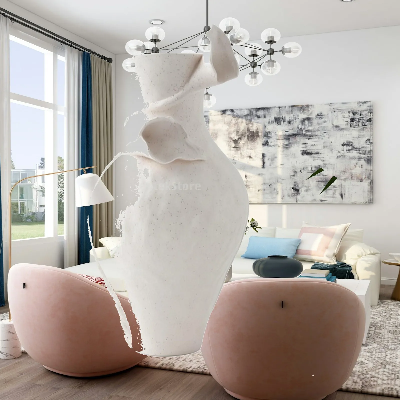 Unique Ceramic Vase Sculptural Hand Formed Modern Aesthetic Vase Decorative for Table Mantel and Hallway