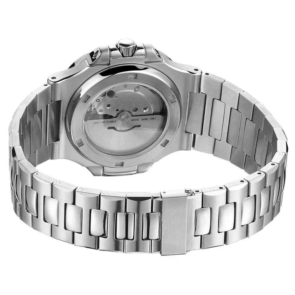 Imagem -05 - Phylida-relógio de Pulso Esportivo Clássico Masculino Relógio Mostrador Verde Automático com Data Cristal de Safira Luxo Miyota 40 mm