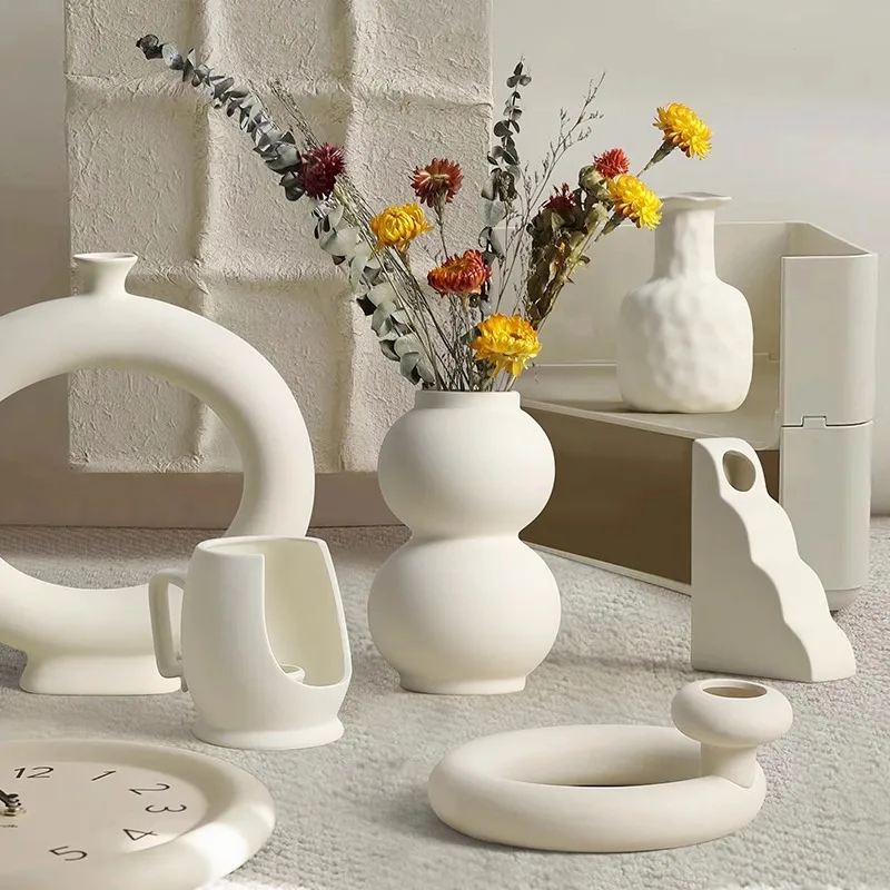 Vaso de cerâmica embrião simples, ornamento ins wabi, nicho de vento arenoso, sentido de alta qualidade, arranjo de flores para sala de estar, varanda, tv