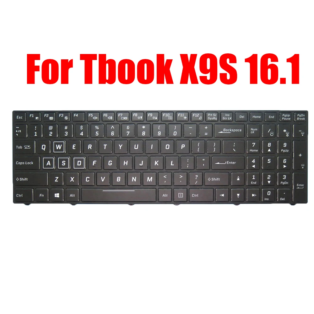 

English US Replacement For T-bao For Tbook X9S 16.1 Laptop Keyboard Black With Backlit