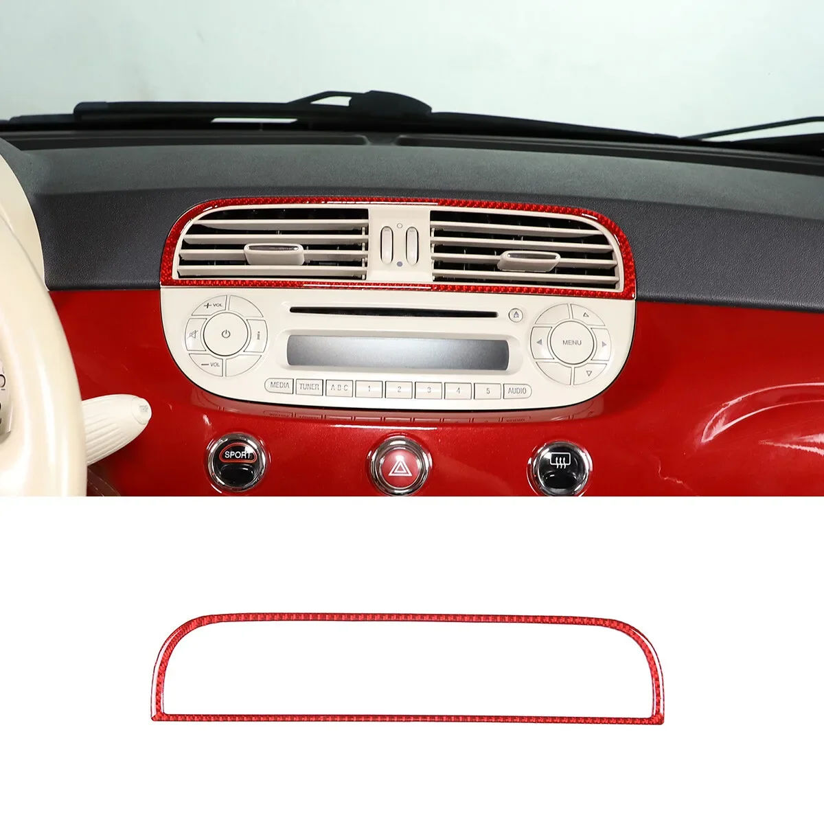 

For Fiat 500 2011-2019 Real Carbon Fiber Car Center Console Air Outlet Frame Sticker Trim For Fiat Abarth 595 2012-2019