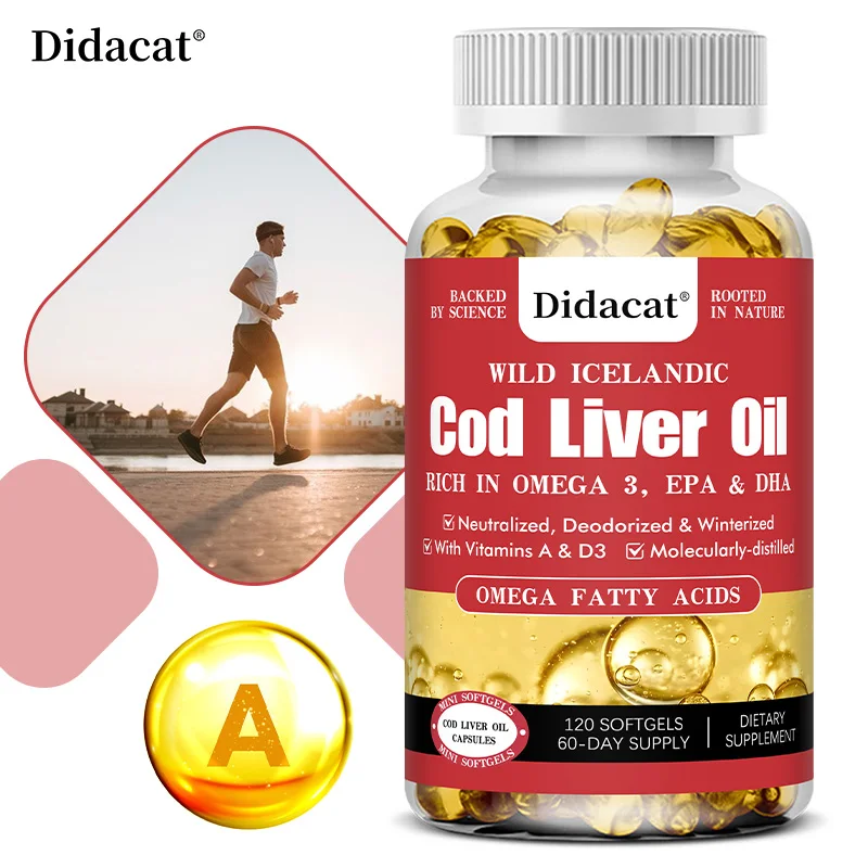 COD Liver Oil | 120 Softgels, Natural Omega 3, Triple Strength | Best Immune Health, Healthy Bones & Muscles Dietary Supplement