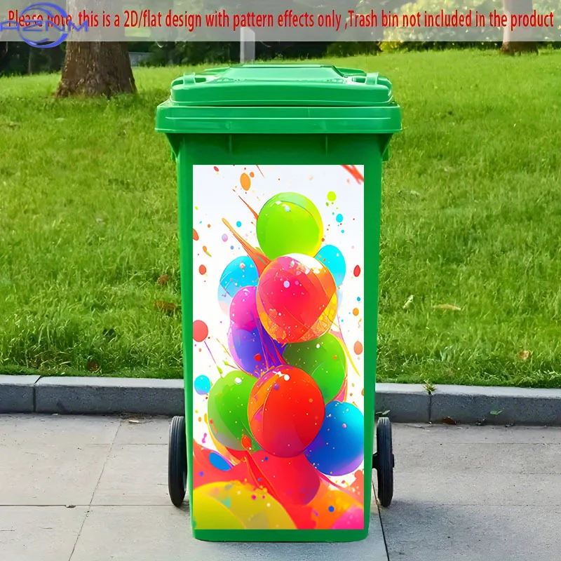 [2D Flat Printing] 1pc 2D Pattern Printing Kitchen Trash Can Sticker X Cm Colorful Balloon Feast Theme Kitchen Home Decoration