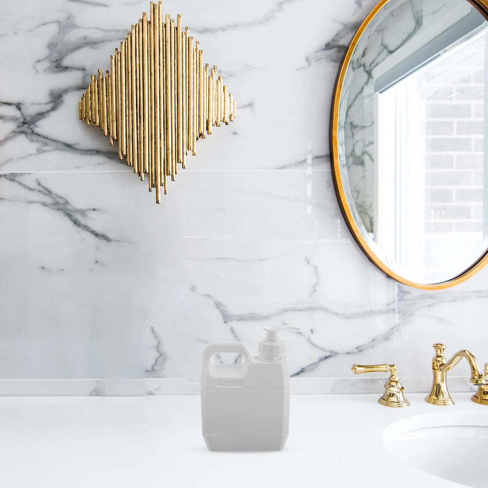 

Rigid Plastic White Jug Pump Dispenser Heavy-Duty Refillable Container for Shower Gel Shampoo Bathroom Use Empty Plastic Jugs