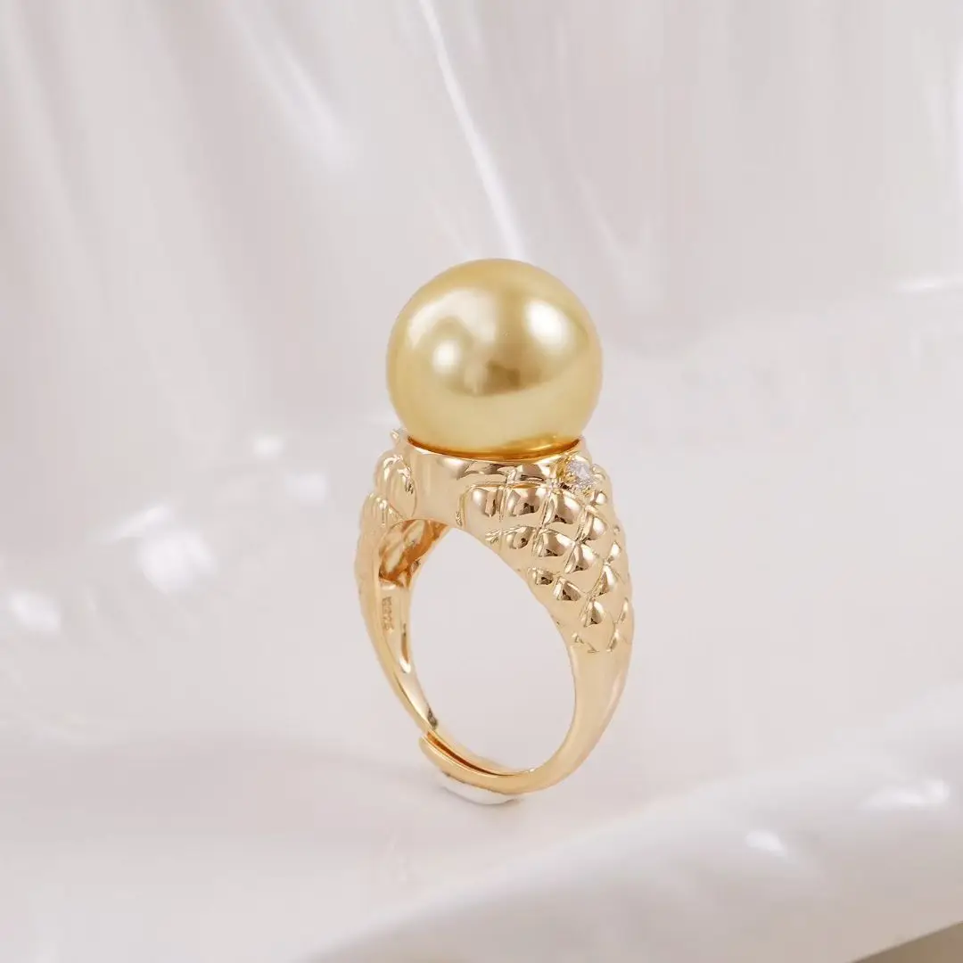 

S925 Sterling Silver Adjustable Finger Ring Mountings Base Setting Findings Jewelry Components for 12-13mm Pearls