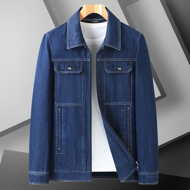 

High Quality New Autumn Lapel Plus Fat Plus Size Denim Jacket for Men Europe and America Pure Cotton Fashion Casual Denim Jacket