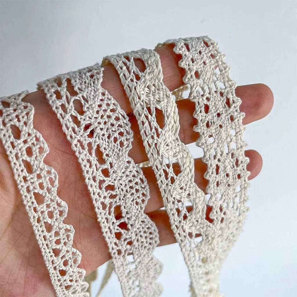 Cotton Lace Ribbon Hand Woven Crocheted Lace Ribbon Garment Lace Trim Crocheted For Headwear Making Home Decoration Bed Sheets
