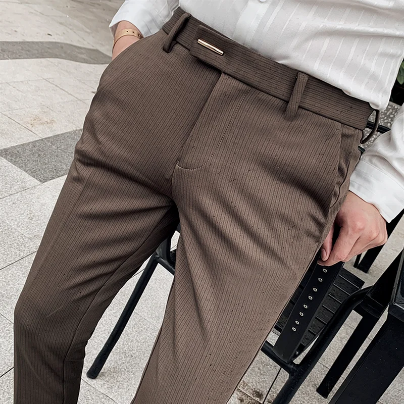 Suit Trousers for Men Dress Pants Autumn New Pinstripe High Quality Business Casual Fashion Men's Clothing Full Length Pants