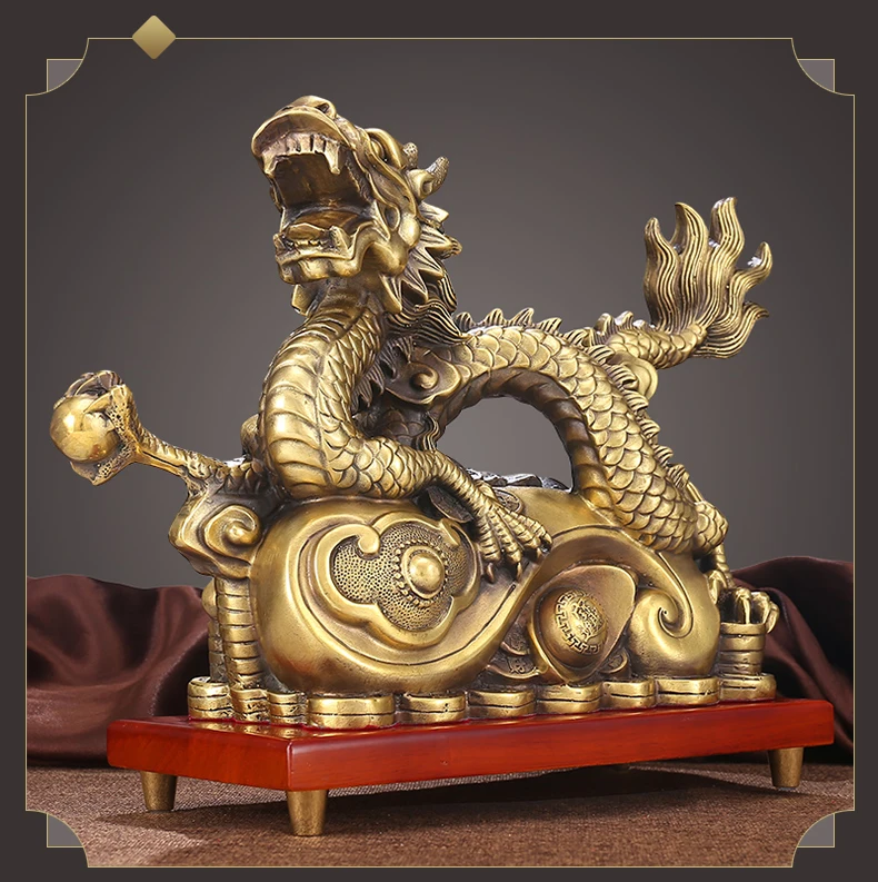 جلب كبير في الثروة الكنز متجر المنزل الأعمال المال رسم التميمة حظا سعيدا فورتشن التنين الذهبي فنغ شوي تمثال نحاسي أ