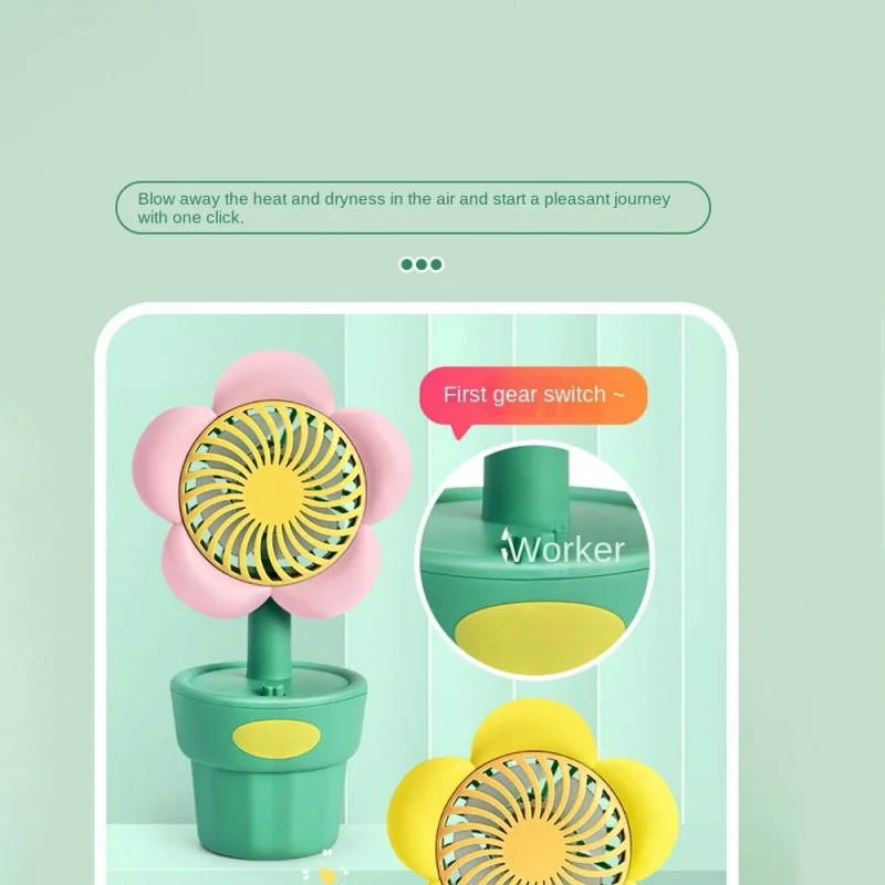 Mini Fan New Handheld Flower Shape Small Fan Portable Charging USB Cooling Appliances Adjustable Outdoor Small Fan