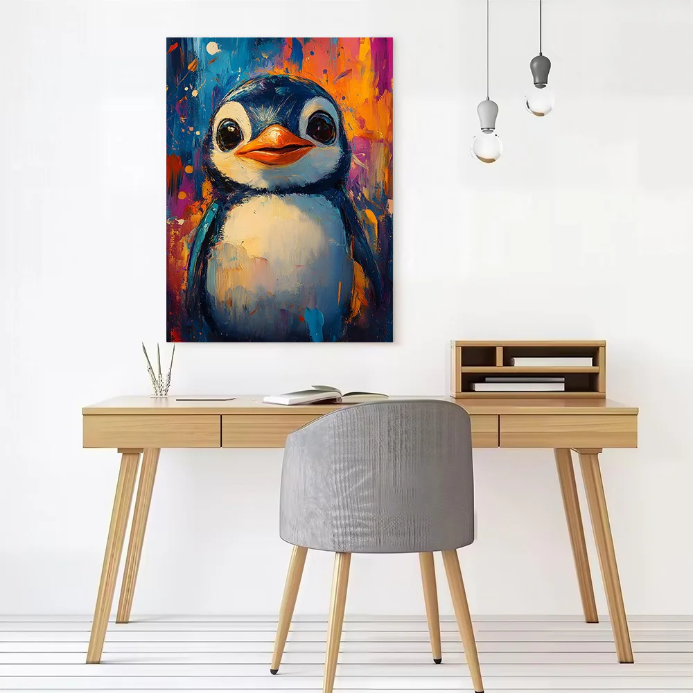 Cute Penguin Painting Canvas Poster Wall Art Customizable High Quality Printed Picture for Home and Decoration Bathroom Decor