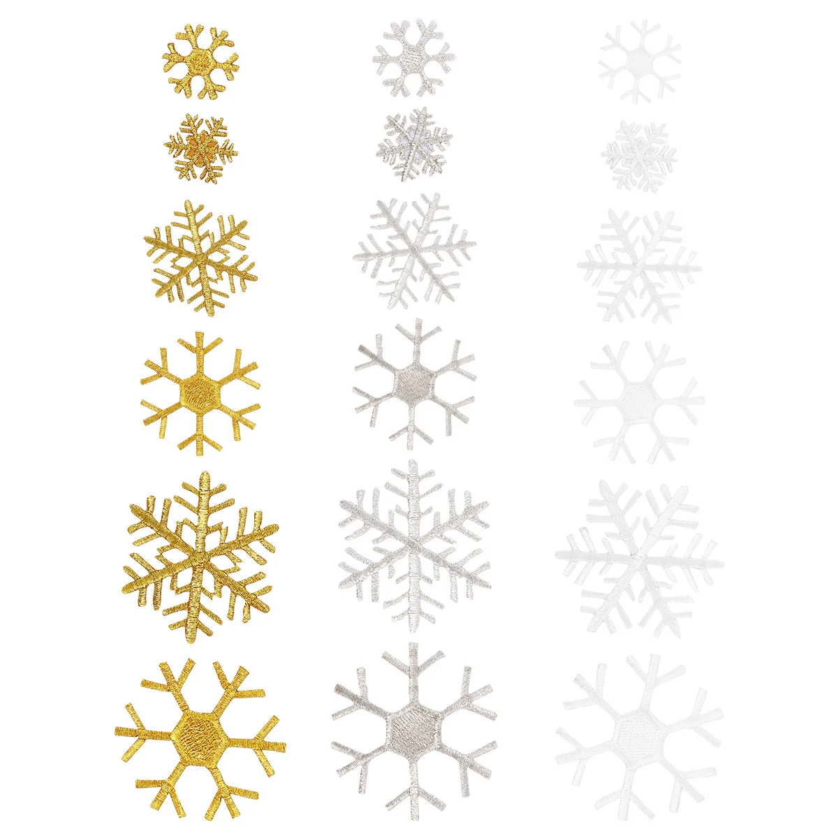 

18Pcs Snowflake Patches Winter Snow Applique Various Sizes Colors for Clothes Applique Hair Clips Xmas Tree Ornament Craft
