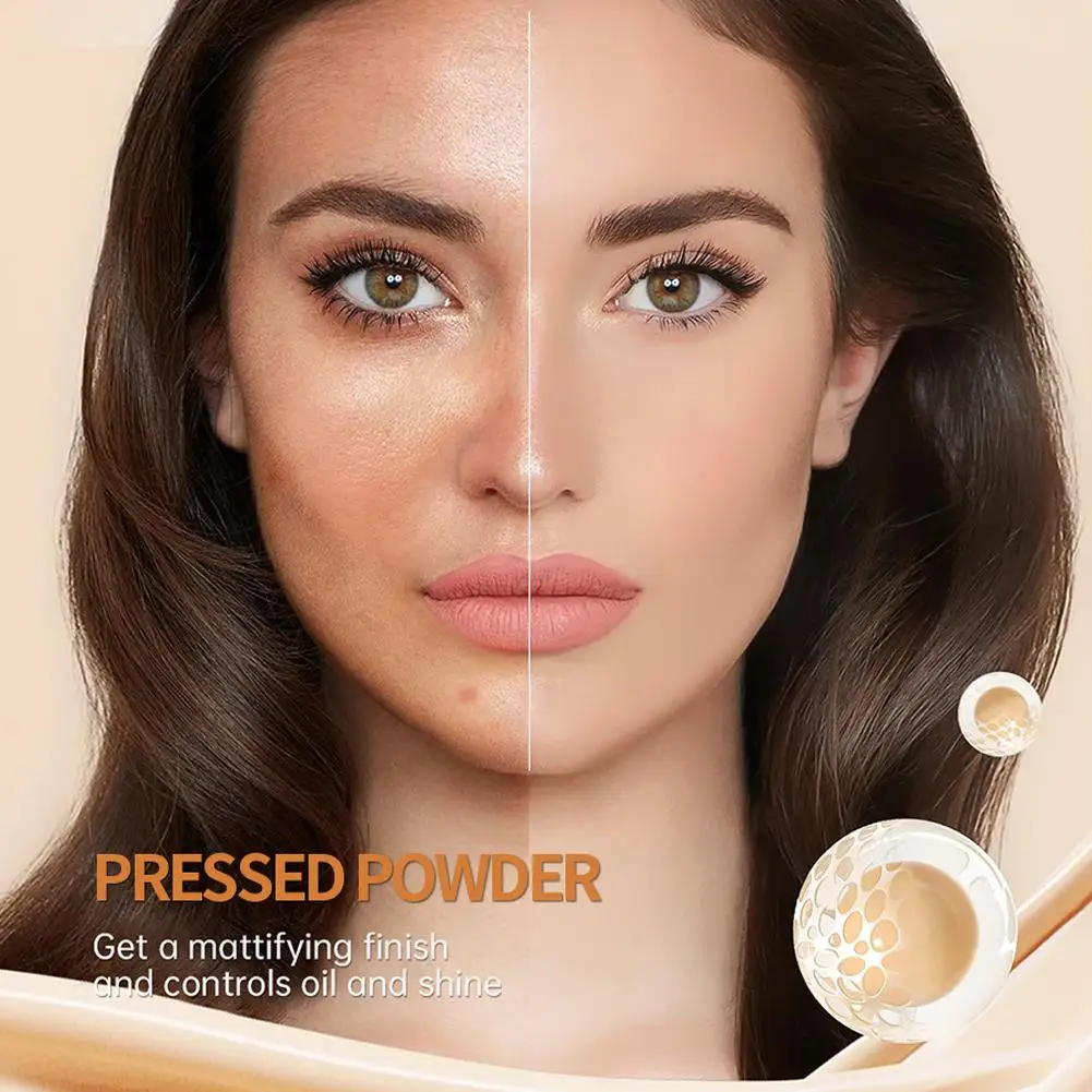 Long-Lasting Waterproof Silk Soft Mist Powder Cake Smooth Pressed Face Powder Oil Control Lady Texture for Makeup