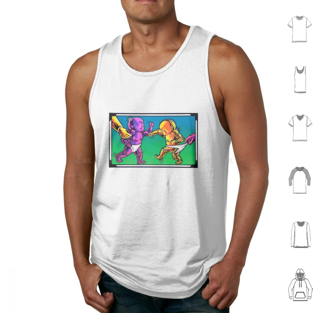 Retro Skateboard Vest Design Tank Tops Print Cotton Skate Skater 90s Anime Hook Ups Hookups Skating Vintage Fire Flame