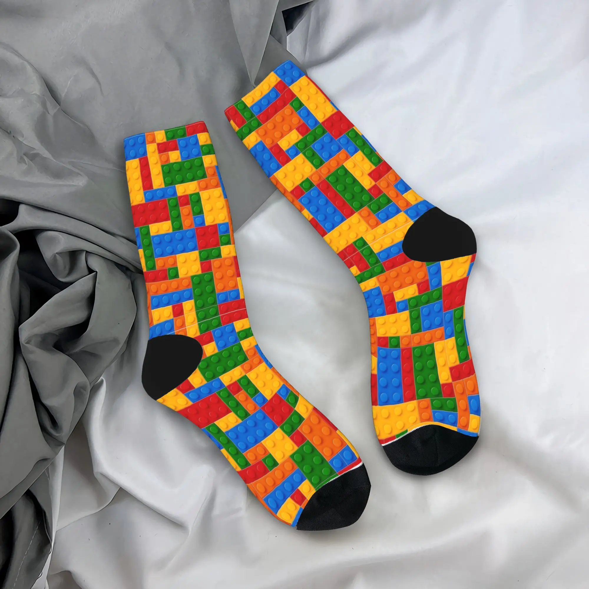 Building Blocks Toy Pieces Print Stockings Fashion Socks Men Quality Socks Autumn Running Pattern Non Skid Socks Present