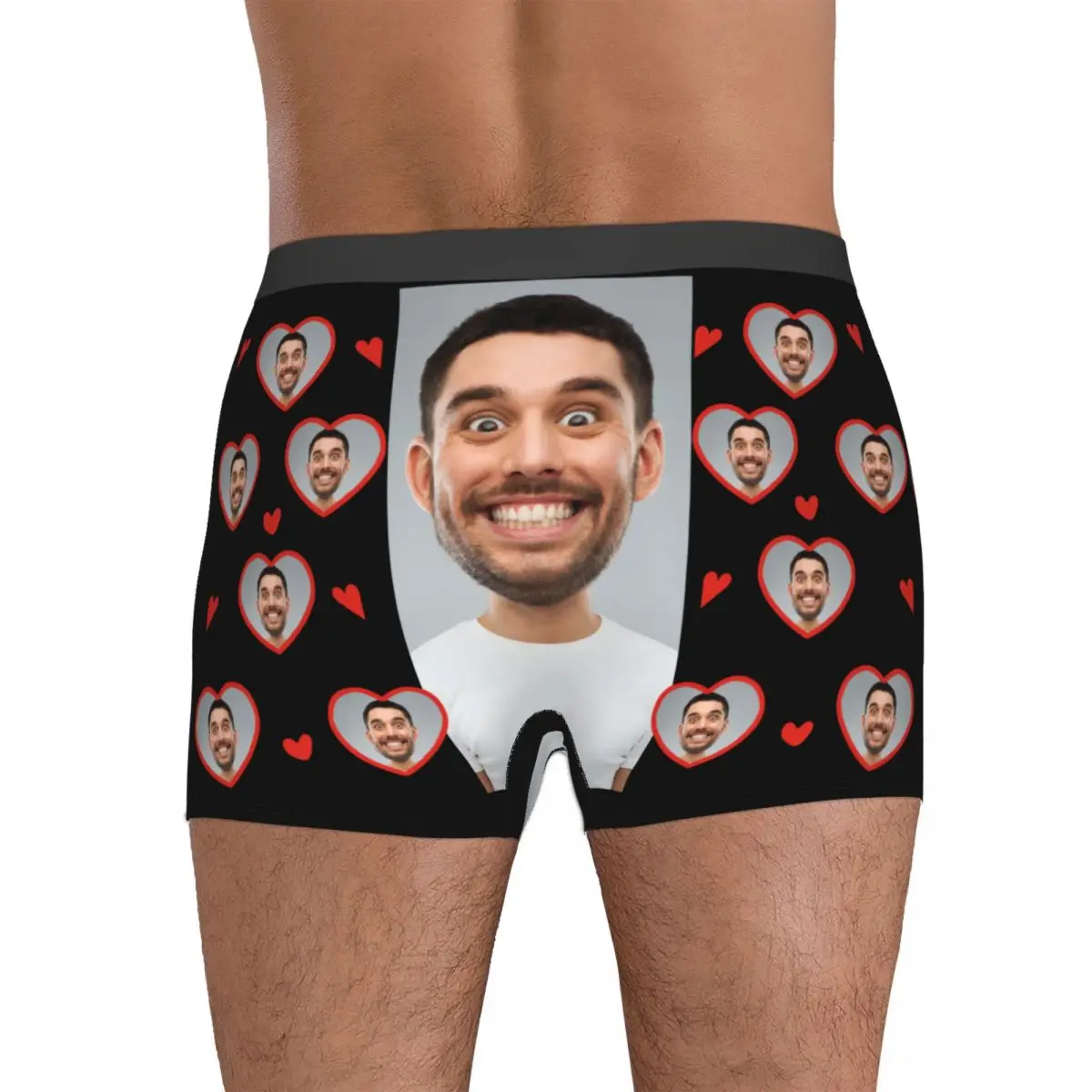 Custom Face Mens Boxer Briefs Personalized Underwear with Photo Customized Boxers Gifts for Boyfriend Husband Father's Day